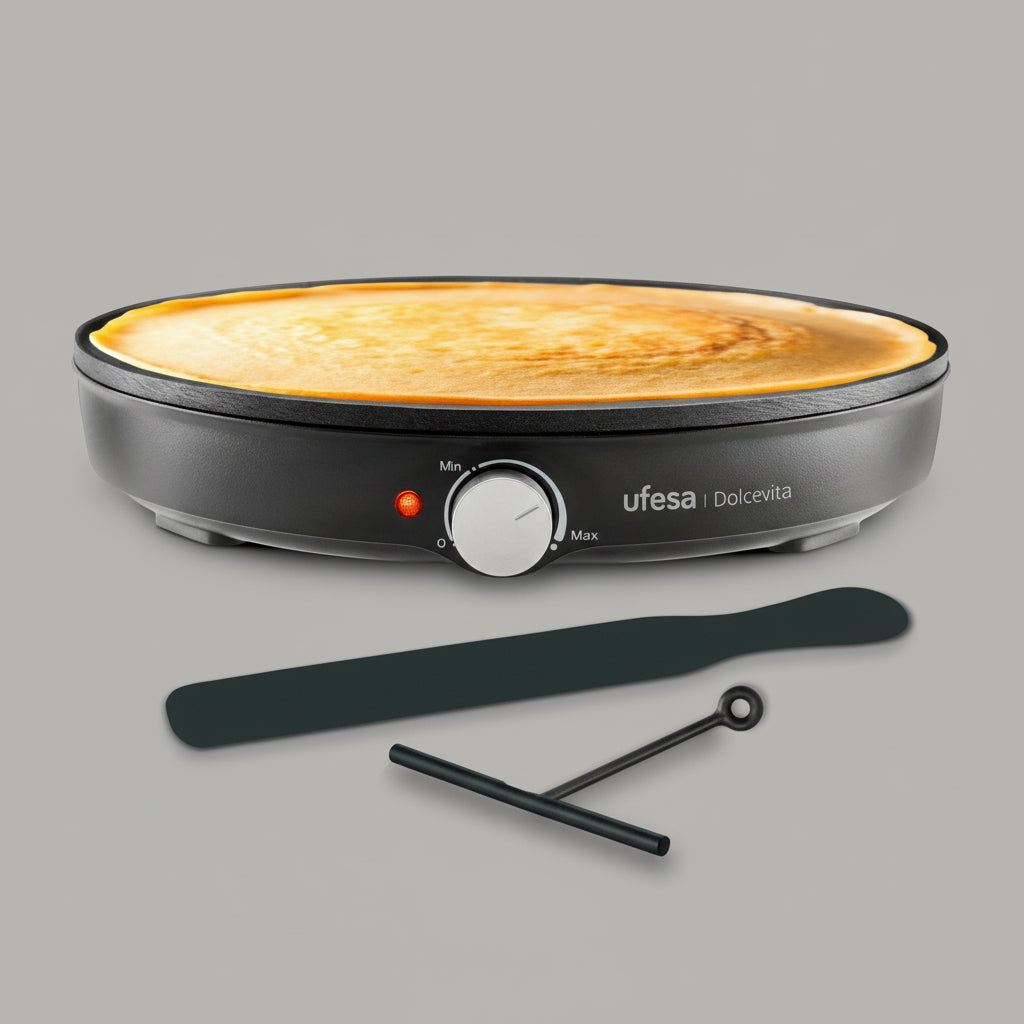 Crêpière Électrique – 1000 W, Revêtement Antiadhésif en Aluminium, Noire - AXYONIX